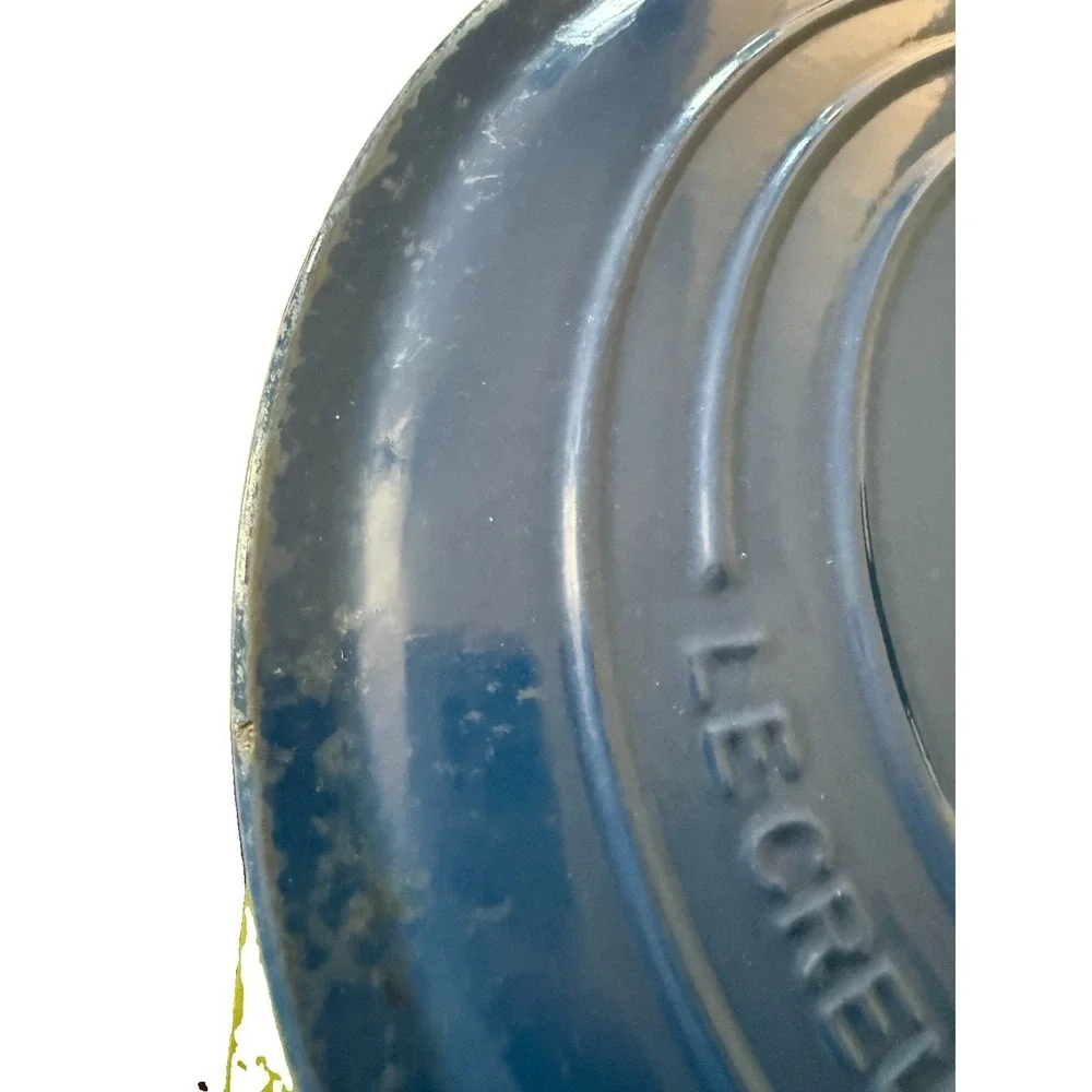 Vintage Le Creuset Cobalt Blue Round Cast Iron Dutch Oven Pot 28 7.25 Qt France